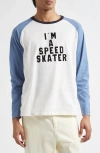 Bode Long Sleeve Skater Tee Blue And Cream In Blue