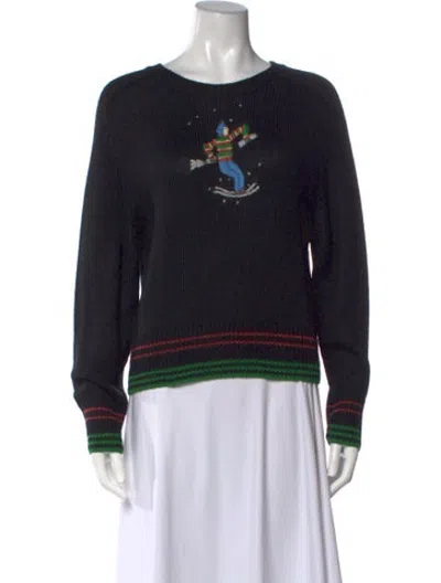 Pre-owned Bode Ski Run Baby Alpaca Sweater In Black