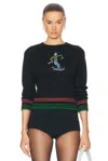 Bode Ski Run Crewneck Sweater In Black