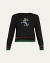 Bode Ski Run Baby Alpaca Crewneck Sweater In Black