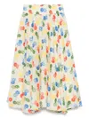 Bode Flower Stamp Skirt In White Multi