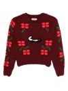 Bode Skunk-jacquard Crew-neck Jumper In Burgundy