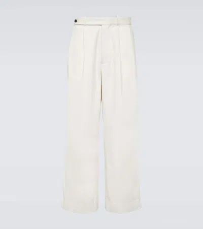 Bode Skunk Tail Cotton Wide-leg Pants In White