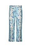 Bode Sky Blue Leaf-print Trousers In Sky Blue