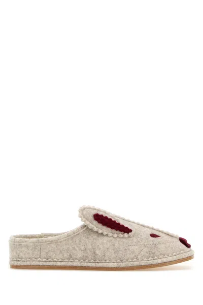 BODE GREY FABRIC RABBIT SLIPPERS