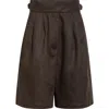 Bode Smith Linen Bermuda Shorts In Brown/black