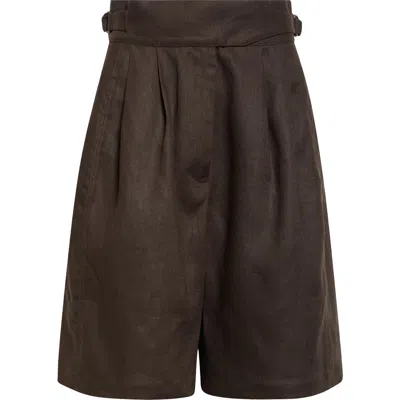Bode Smith Linen Bermuda Shorts In Brown/black