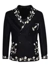 Bode Snowdrop Appliqué Suit Jacket In Blue
