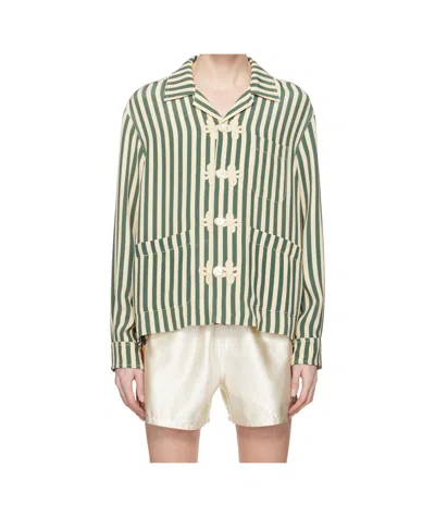Bode Soda Stripe Trillium Shirt In Nude