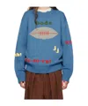 Bode Blue Spirit Sweater In Blue