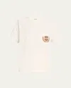 Bode Sportsman Crest Embroidered Patch Pocket Tee In Cream