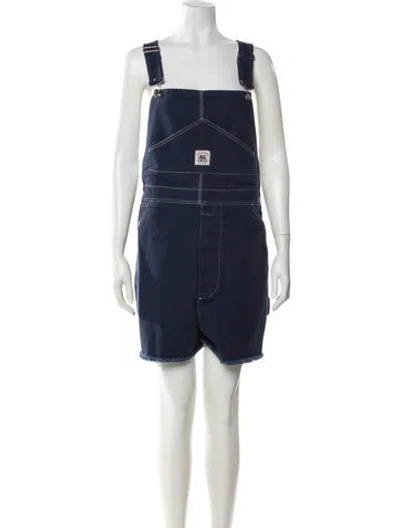 Pre-owned Bode Square Neckline Romper In Blue