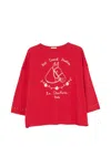 Bode Stables Graphic-print Three-quarter-sleeve T-shirt In Red