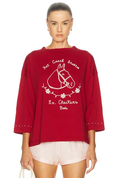 Bode Stables Long Sleeve Tee In Red