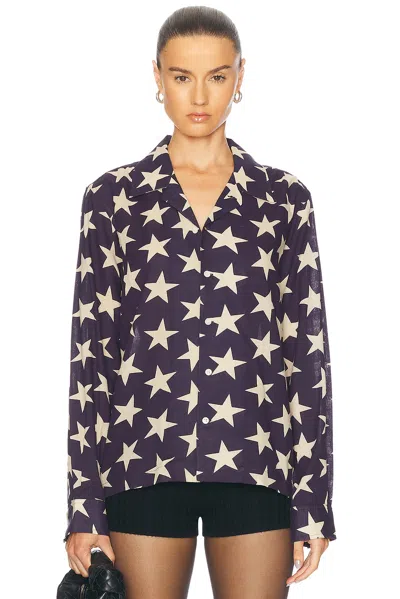 Bode Starry Long Sleeve Shirt In Navy