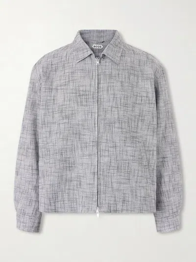 Bode Static Ohio Linen-blend Jacket In Gray