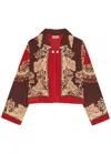 Bode Storybook Printed Silk Jacket In Brown
