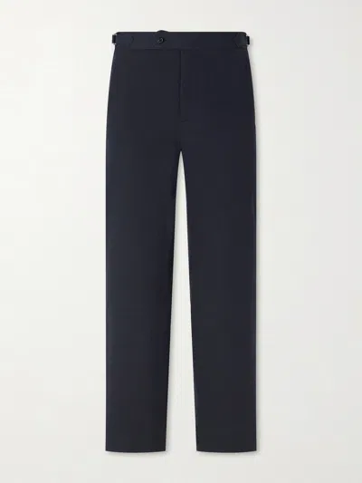 Bode Straight-leg Cotton-blend Seersucker Trousers In Blue