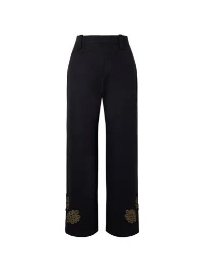 Bode Looped Frog Wide-leg Jeans In Black