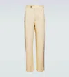 Bode Stria Beaded Cotton Straight Pants In White