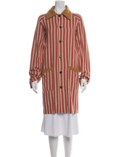 Pre-owned Bode Striped Coat In Orange