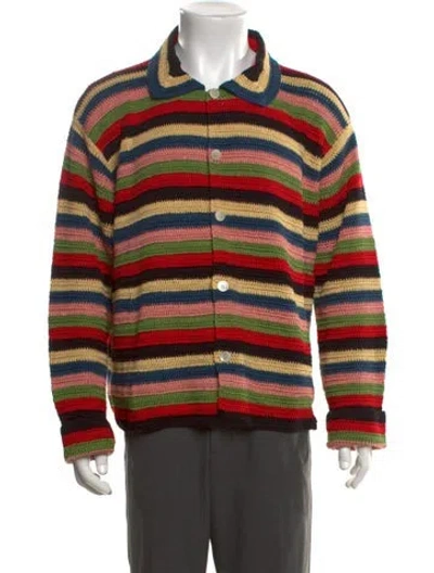 Pre-owned Bode Striped Collar Polo Sweater In Multi