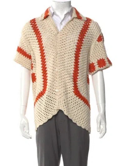 Pre-owned Bode Striped Collar Sweater Vest In Orange