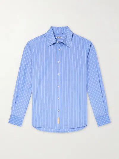 Bode Striped Cotton-poplin Shirt In Blue