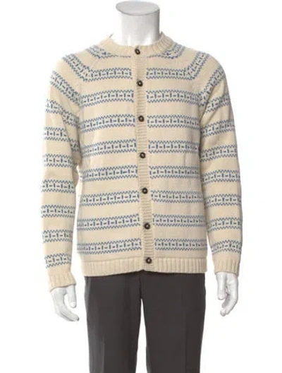 Pre-owned Bode Striped Crew Neck Cardigan W/ Tags In Neutral