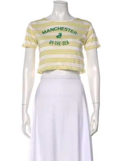 Pre-owned Bode Striped Crew Neck Crop Top In Neutral