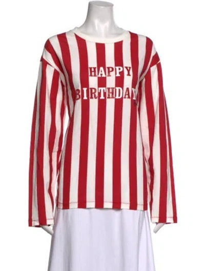 Pre-owned Bode Striped Crew Neck Top In Red