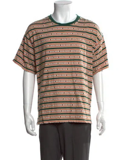 Pre-owned Bode Striped Crew Neck T-shirt In Green