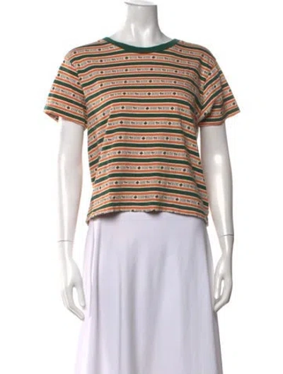 Pre-owned Bode Striped Crew Neck T-shirt In Multicolor