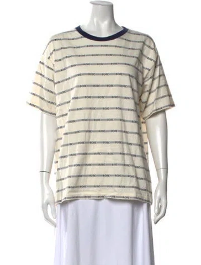 Pre-owned Bode Striped Crew Neck T-shirt In Neutrals