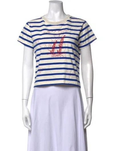 Pre-owned Bode Striped Crew Neck T-shirt In Neutrals