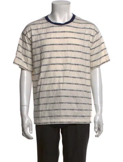 Pre-owned Bode Striped Crew Neck T-shirt In Neutrals