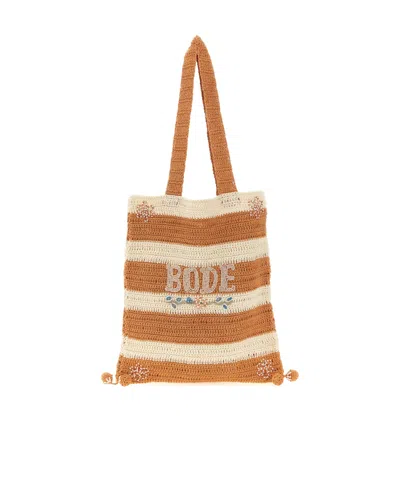 Bode Striped Design Tote Bag In Brown