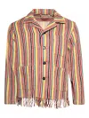 Bode Striped Fringed Overshirt In Yellow