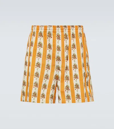 Bode Striped Fruit Bowl Printed Shorts In Orange
