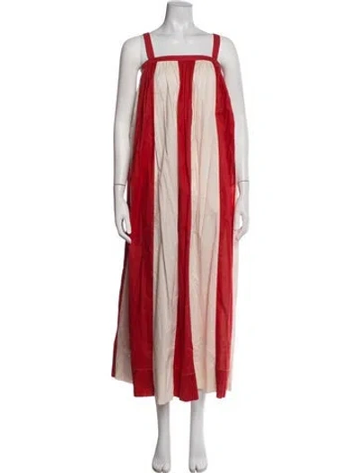 Pre-owned Bode Striped Long Dress In Red