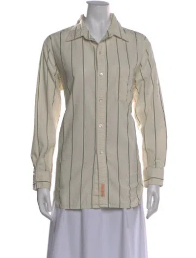 Pre-owned Bode Striped Long Sleeve Button-up Top In Neutral