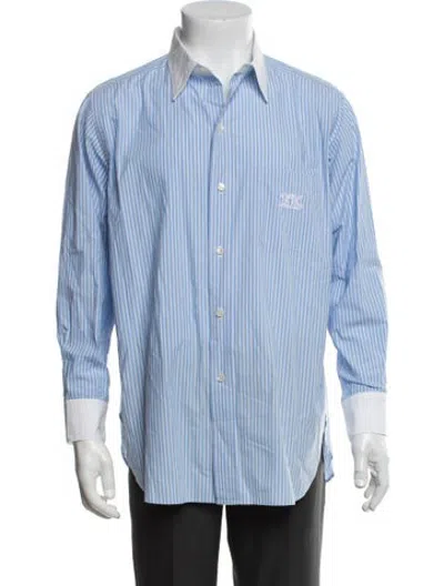 Pre-owned Bode Striped Long Sleeve Dress Shirt In Blue