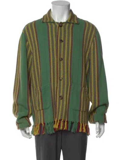 Pre-owned Bode Striped Long Sleeve Shirt In Green
