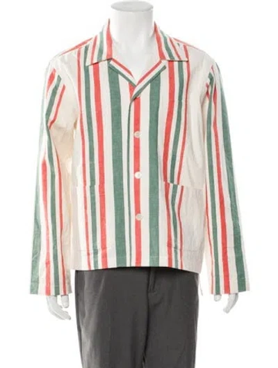 Pre-owned Bode Striped Long Sleeve Shirt In Green