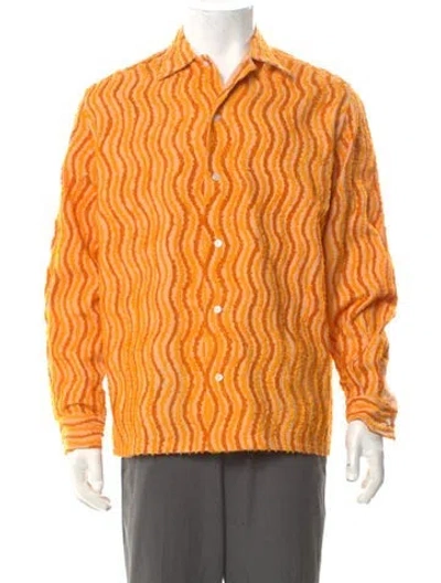 Pre-owned Bode Striped Long Sleeve Shirt In Orange