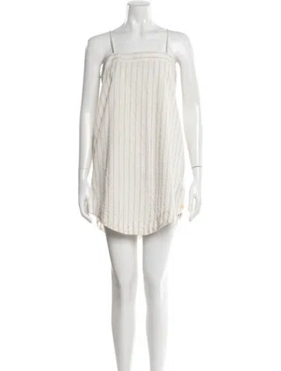 Pre-owned Bode Striped Mini Dress In Neutral