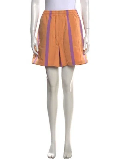 Pre-owned Bode Striped Mini Shorts In Orange
