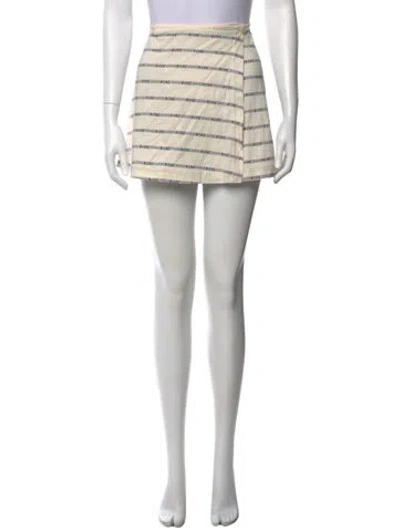 Pre-owned Bode Striped Mini Skirt In White