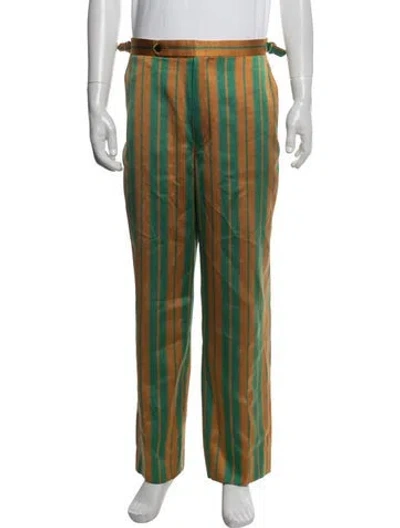 Pre-owned Bode Striped Pants In Green