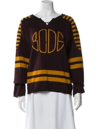 Pre-owned Bode Striped Scoop Neck Sweater In Multi